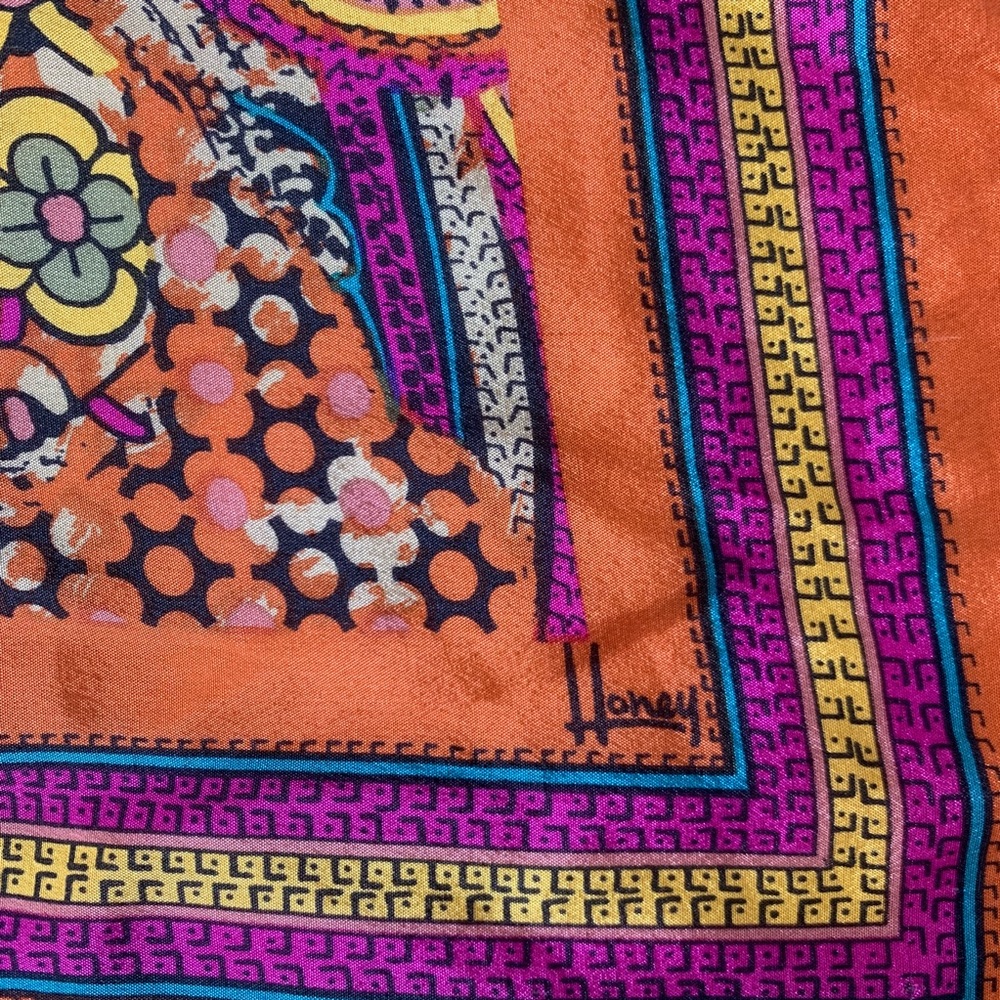 SOLD Vintage Honey Silk Square Paisley Print Scarf - Picture 4 of 8